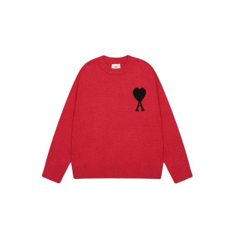 AMI PARIS Sweater Bright Red Black