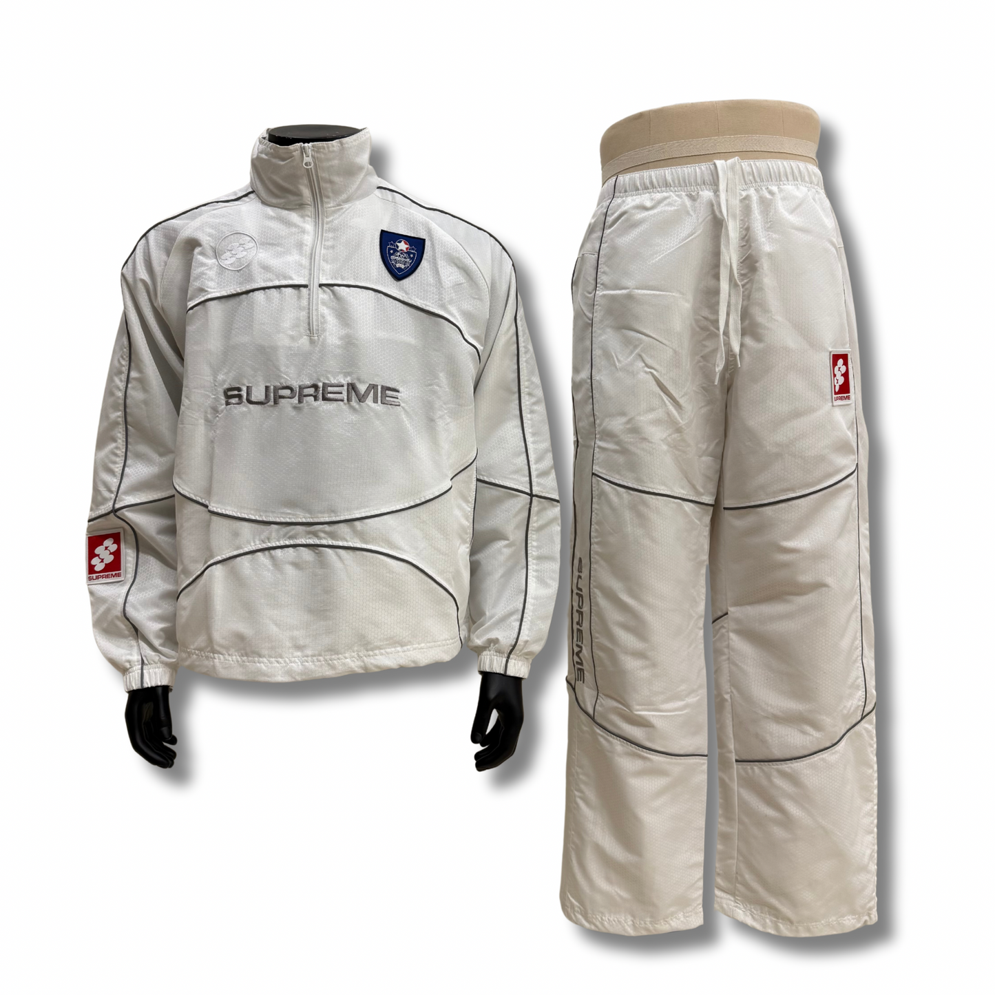 Supreme Reflective Piping Tracksuit White