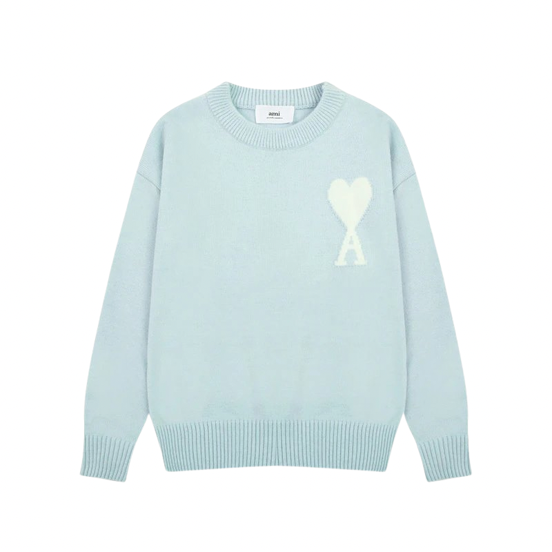AMI PARIS Sweater Light Blue White