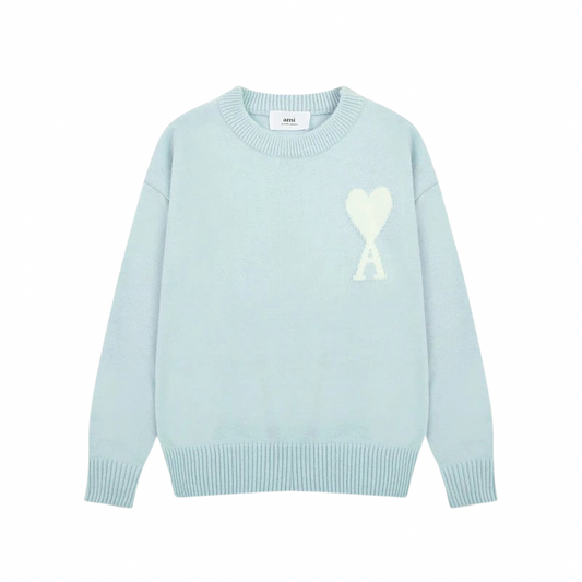 AMI PARIS Sweater Light Blue White