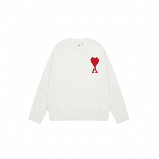 AMI PARIS Sweater White Red
