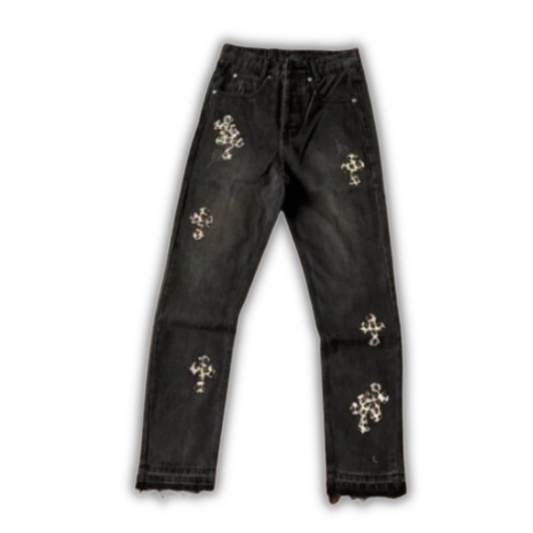 Chrome Hearts Flared Denim Black Leopard Print