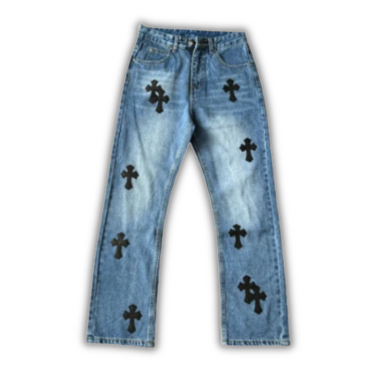 Chrome Hearts Straight Leg Denim Blue Black