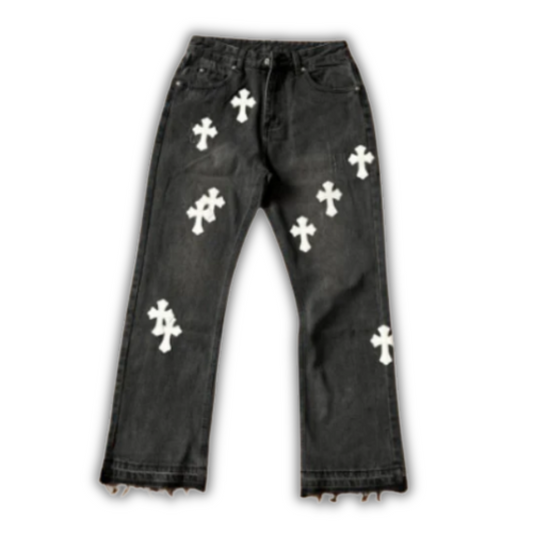 Chrome Hearts Flared Denim Black White