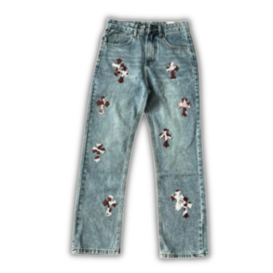 Chrome Hearts Straight Leg Denim Blue White Red