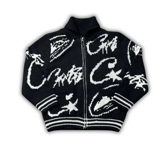 Corteiz VVS Jacquard Knit Zip Black