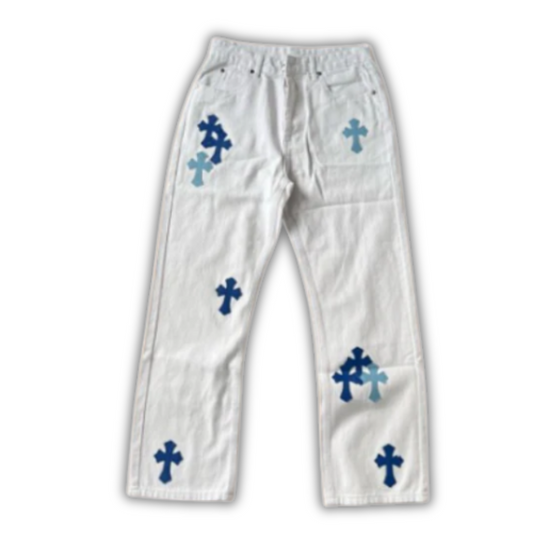 Chrome Hearts Straight Leg Denim White Blue