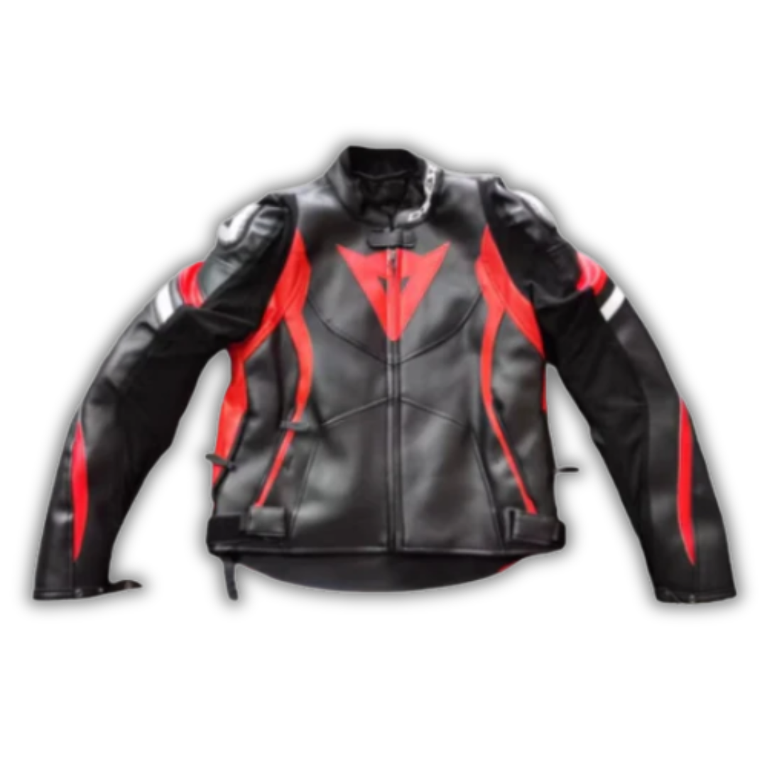 Suzuki Leather Jacket Motorcycle Cycling Black Red