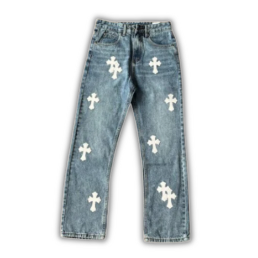 Chrome Hearts Straight Leg Denim Blue White