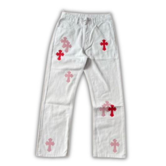 Chrome Hearts Straight Leg Denim White Red