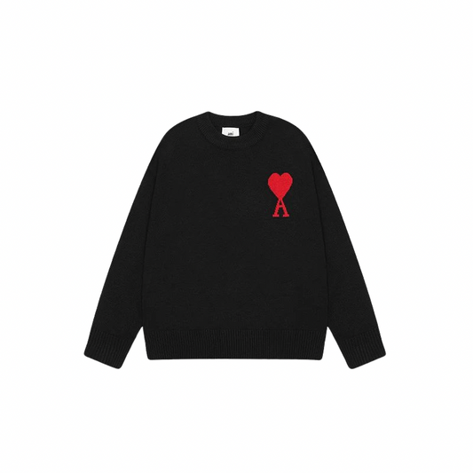 AMI PARIS Sweater Black Red