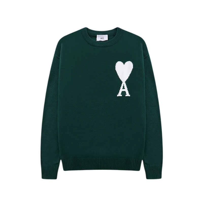 AMI PARIS Sweater Dark Green White