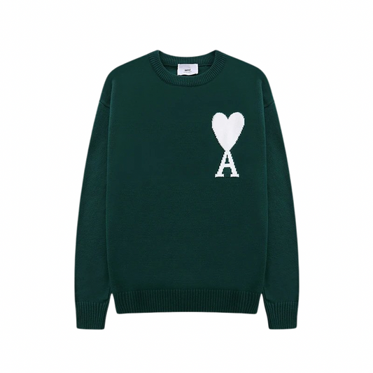 AMI PARIS Sweater Dark Green White