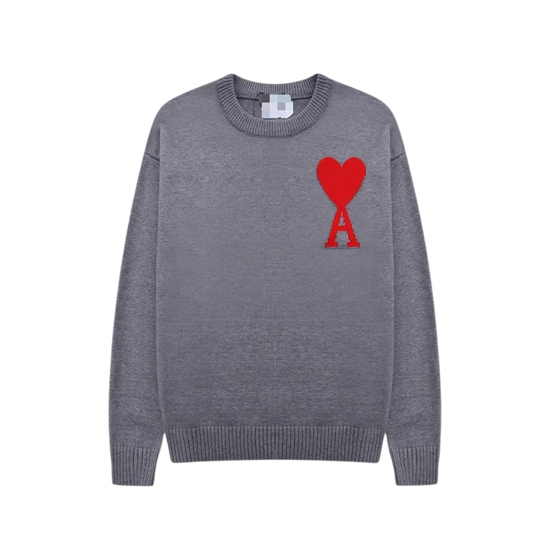 AMI PARIS Sweater Grey Red