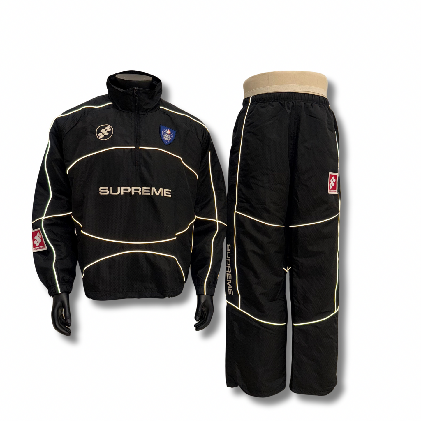 Supreme Reflective Piping Tracksuit Black
