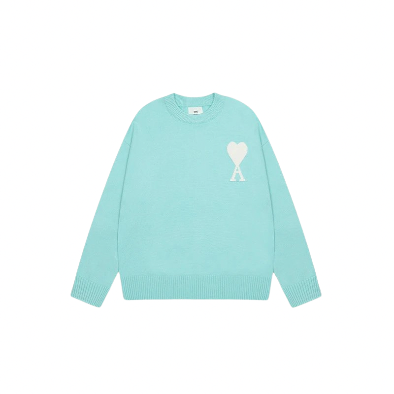 AMI PARIS Sweater Tiffany Green White