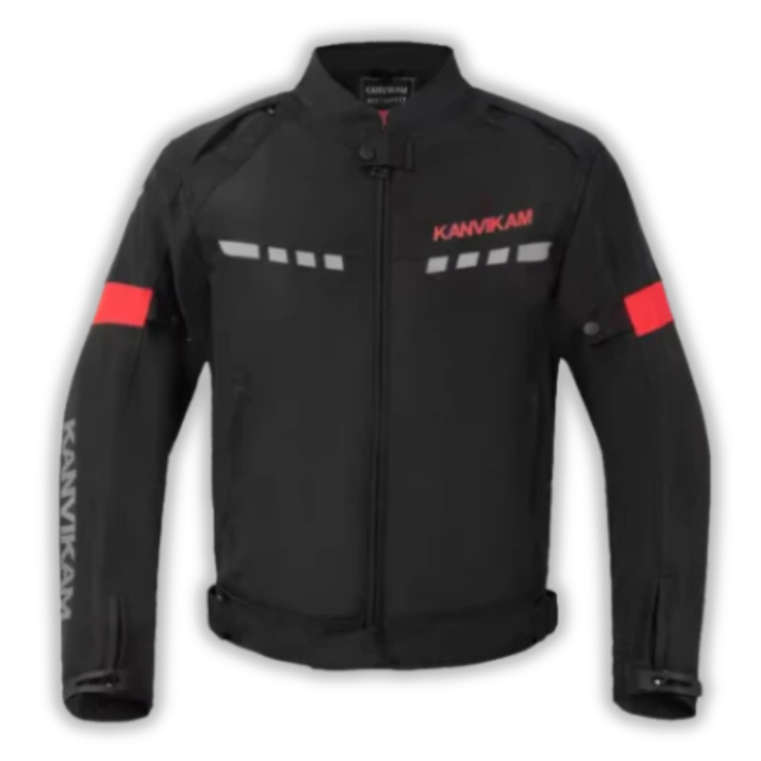 Kanvikam Motorcycle Jacket Black Red