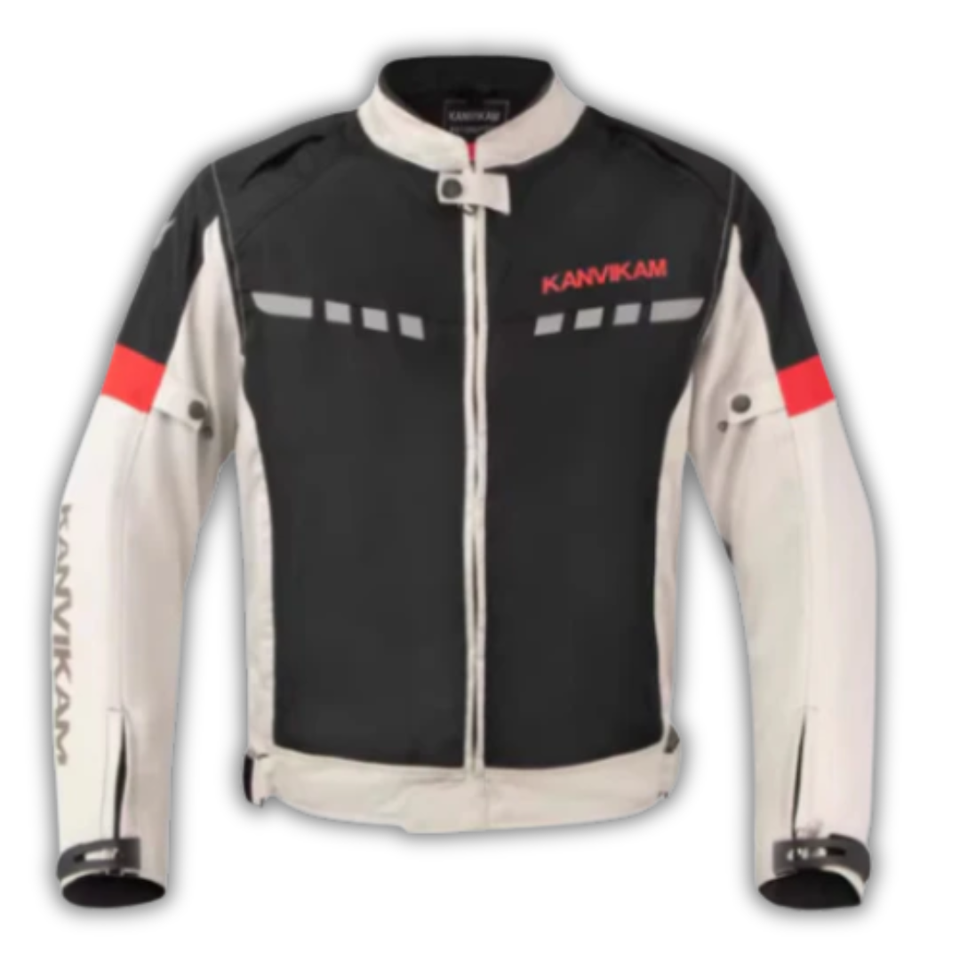 Kanvikam Motorcycle Jacket Black Cream