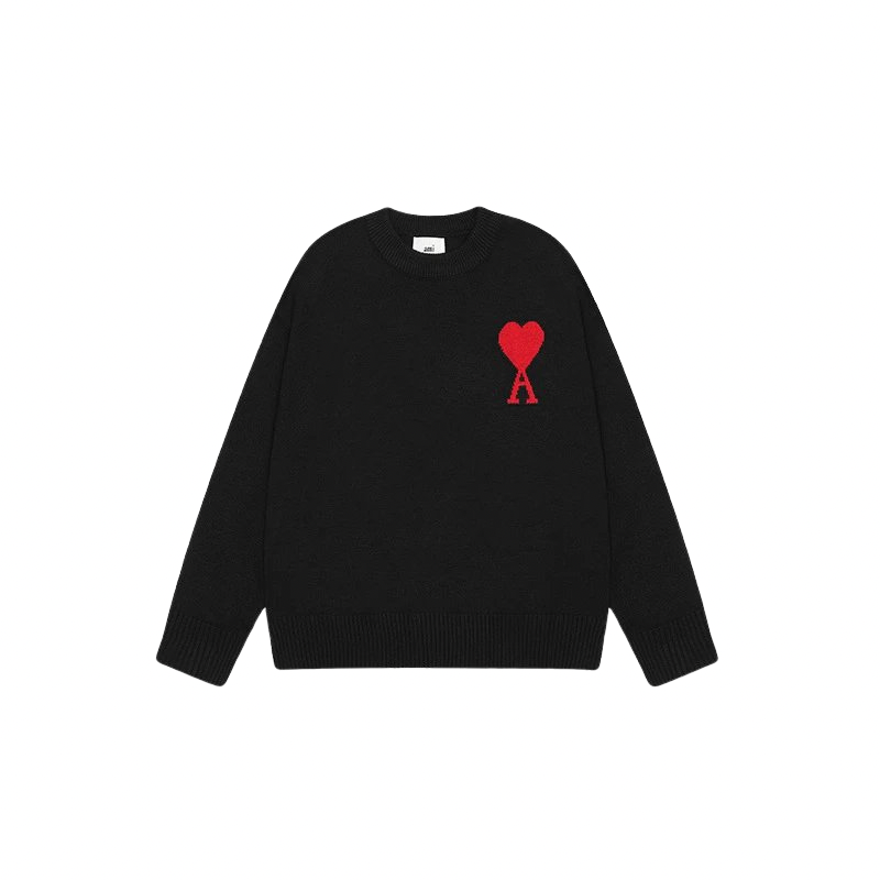 AMI PARIS Sweater Black Red