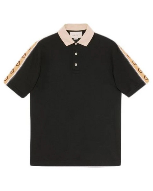 Gucci Interlock Double G Stripe Polo Shirt Black